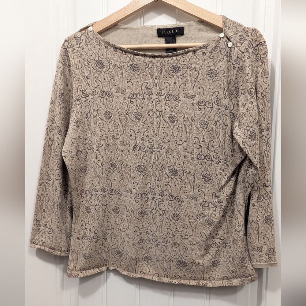 Silk Harold's Beige Patterned Blouse